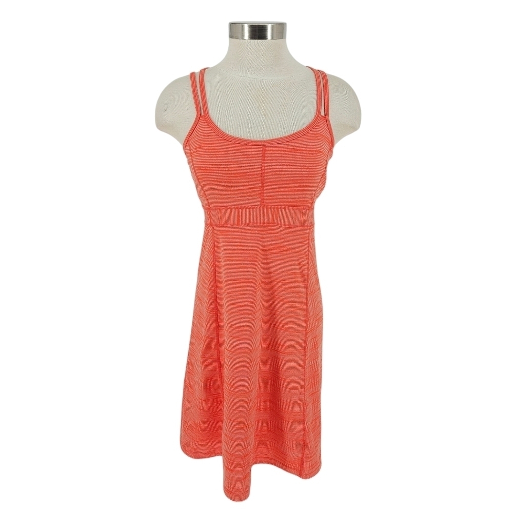 Marmot Athletic Fit Flare Tennis Dress Orange Stripe Crossback Built N Bra Small